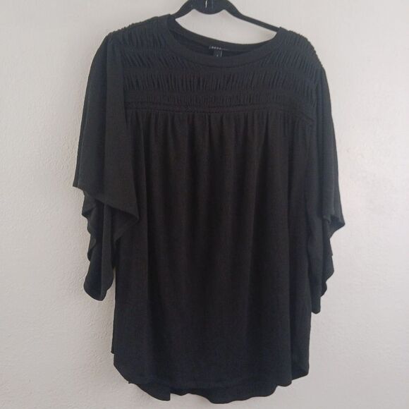 Torrid Knit Crewneck Smocked Flutter Sleeve black Top size 2X - Picture 2 of 7